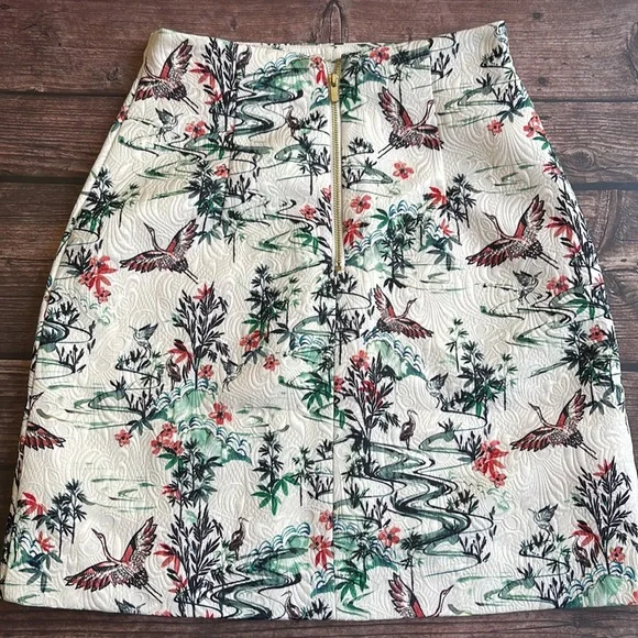 H&M | Jacquard weave bird print mini skirt in cream - Picture 9 of 10